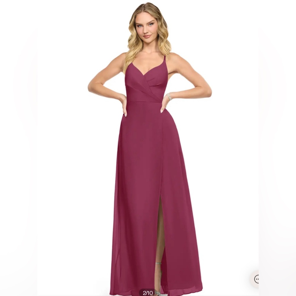 Azazie Davis, Mulberry A-line v-neck chiffon dress